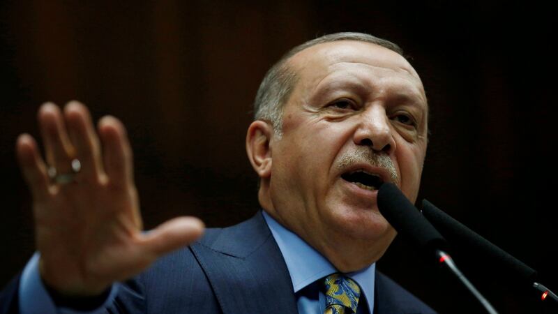 Turkish president Tayyip Erdogan addresses members of parliament from his AK Party (AKP) in Ankara. Photograph: Tumay Berkin
