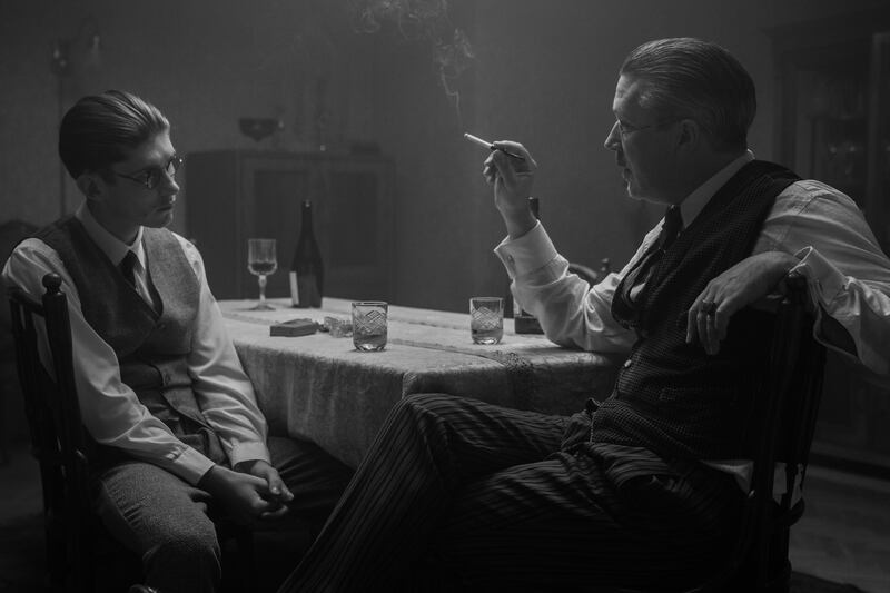 Dance First: Fionn O'Shea as the young Samuel Beckett and Aidan Gillen as James Joyce. Photograph: Katalin Vermes