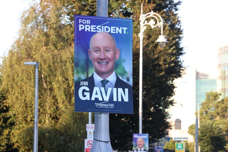Posters for Jim Gavin, Fianna Fáil's candidate, have started to appear in Dublin. Photograph: Dara Mac Dónaill/The Irish Times











