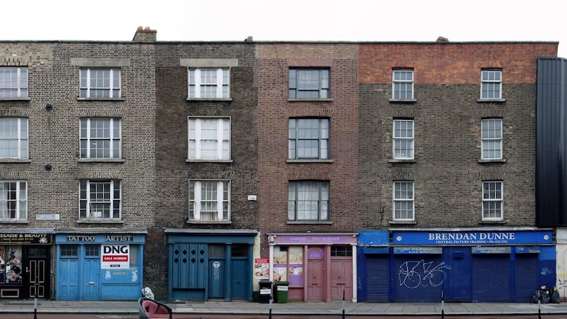 Capel Street, Dublin 1 with No 80, the property with the pink shopfront. Photograph: Carson & Crushell Architects