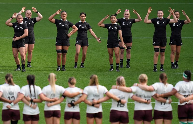 Ireland watch on as New Zealand perform the Haka. Photograph: Andrew Matthews/PA