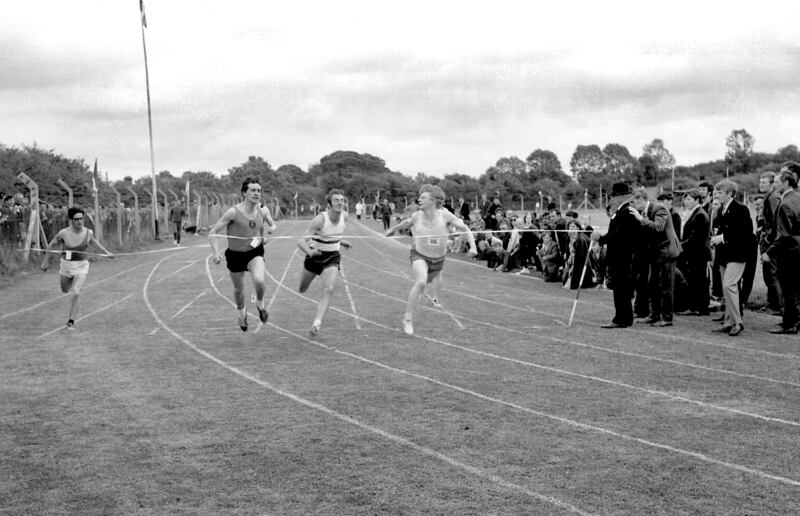 Fanahan McSweeney (centre, striped jersey) at Banteer Sports in 1970. Photograph: Irish Examiner 