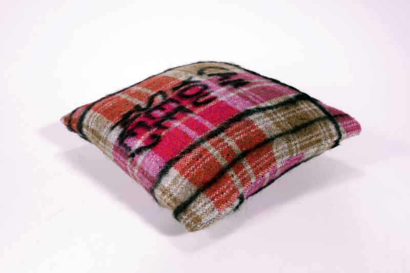 Felted words cushion