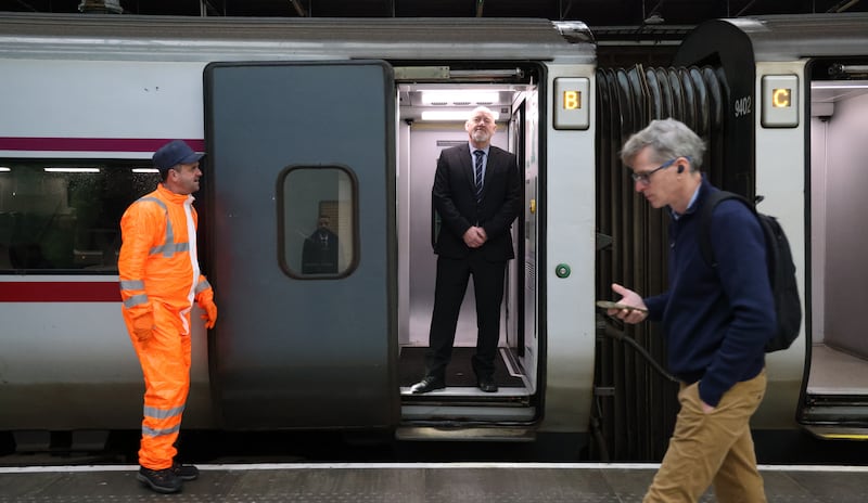 Billy Gilpin, Director of Train Operations for Irish Rail on an Enterprise train at Connolly Station.  Photo: Bryan O’Brien / The Irish Times
