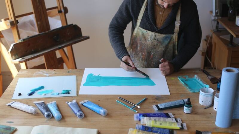 Jeffers at work. Photograph:  Oliver Jeffers