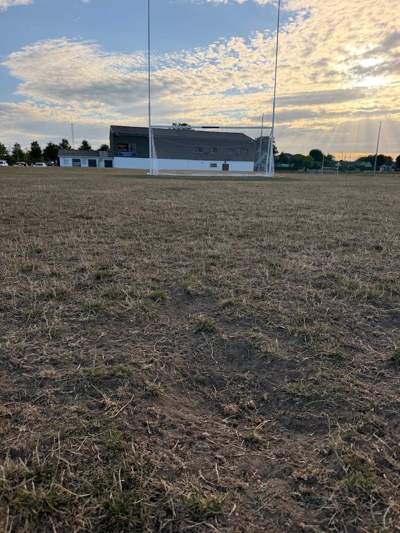 The dried-out pitch on the grounds of Castledermot GAA