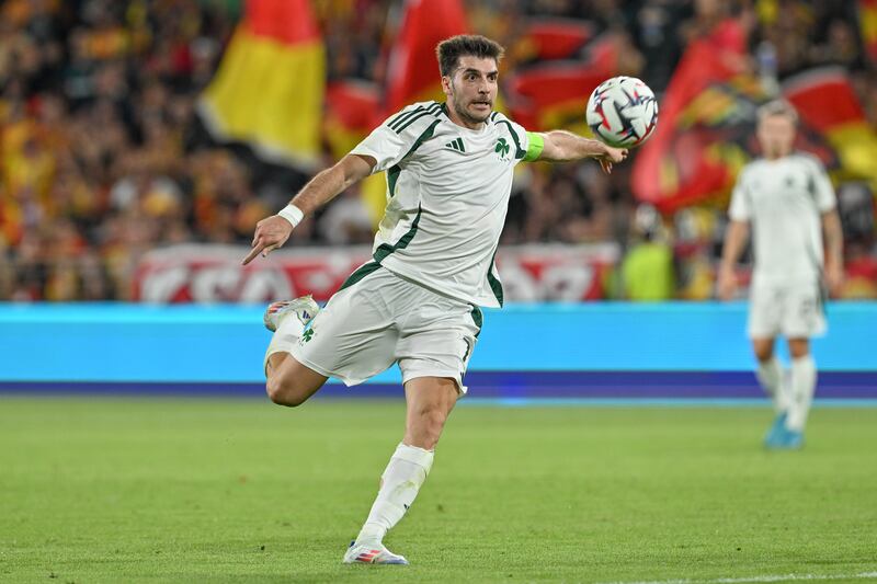Fotis Ioannidis: the Panathinaikos striker was on target twice for Greece in the 3-0 win over Finland. Photograph: Isosport/MB Media/Getty Images