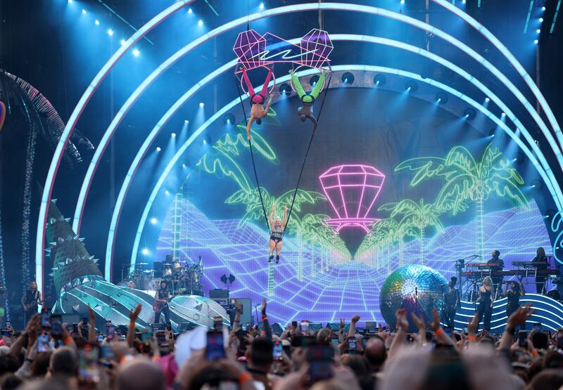 There were inflatable flamingos on wheels, trampolines, flames and sparklers, and extraordinary dancers. If anything, there is almost too much going on, making it impossible to decide what to focus on. Photograph: Laura Hutton