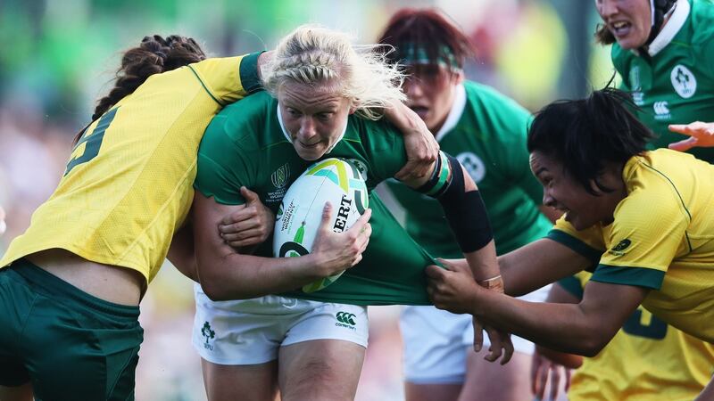 Ireland’s Claire Molloy during her side’s opening World Cup win over Australia. Photograph: Brian Lawless/PA