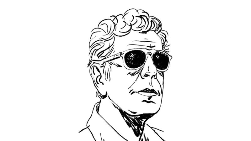 Anthony Bourdain illustration by Tony Millionaire