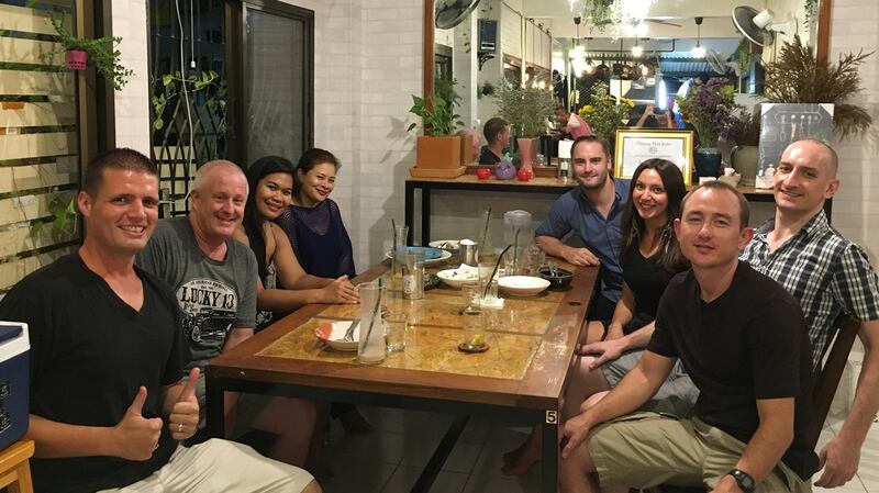 Niall Doherty with other ‘digital nomads’ in Chiang Mai, Thailand.
