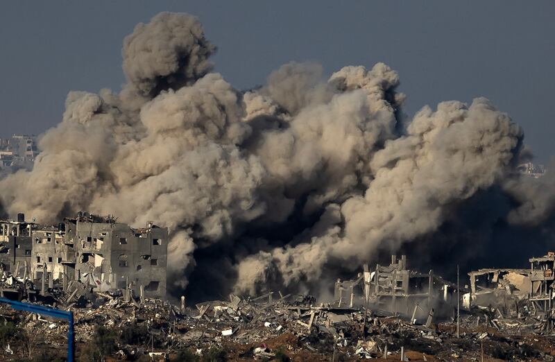 Smoke rises during an Israeli military bombardment of the northern Gaza Strip. Photograph: Fadel Senna/AFP/Getty Images