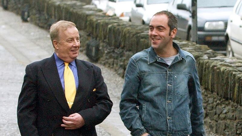 James Nesbitt with civil rights leader Ivan Cooper, who he played in the film Bloody Sunday,  in Derry in 2002.