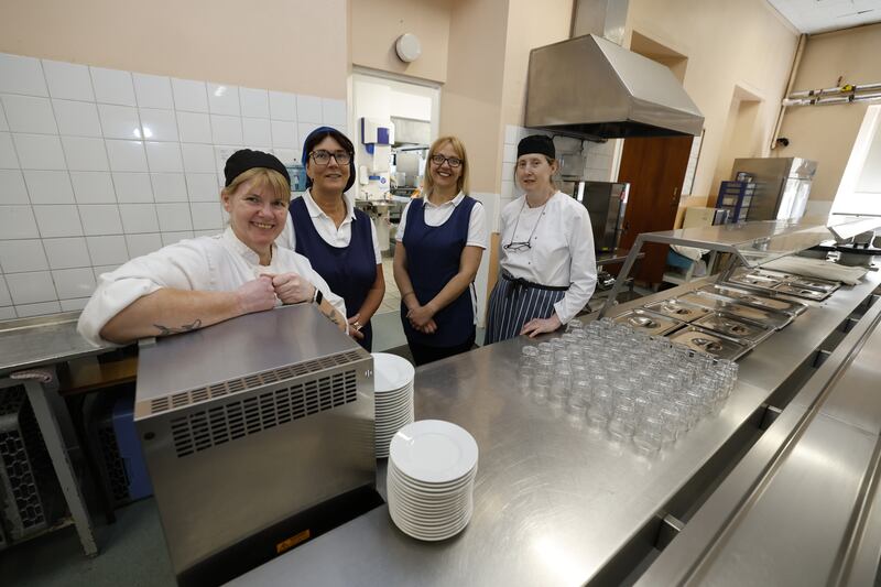 Catering and dining staff Donna Murphy, Caroline Cooney, Alina Dauksaite and Eithne Colclough.  Photograph: Nick Bradshaw/The Irish Times