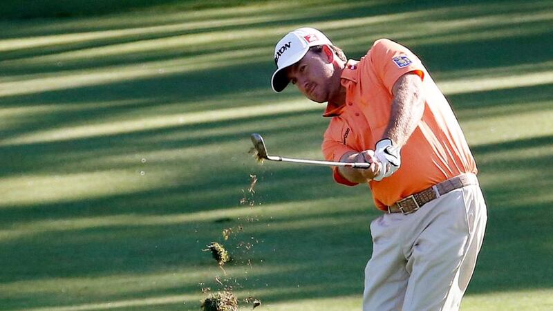 Graeme McDowell plays a chip  on the 11th hole  during the first round of The Players Champinship at TPC Sawgrass in Ponte Vedra Beach, Florida. Photo: Erik S Lesser/EPA