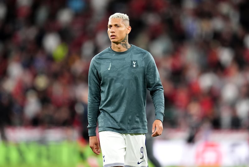 Tottenham Hotspur's Richarlison warming up. Photograph: Adam Davy/PA