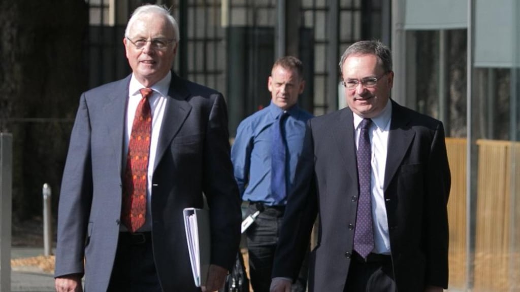 Nama chairman Frank Daly and Brendan McDonagh, former director at the National Treasury Management Agency arriving for the Oireachtas Banking Inquiry. Photograph: Gareth Chaney Collins