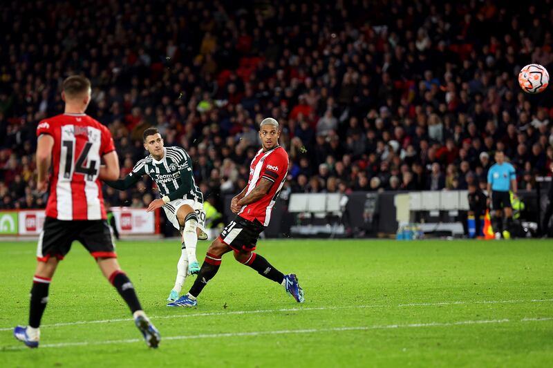 Diogo Dalot's 77th-minute top-corner cracker won Manchester United Saturday night’s Premier League game at Sheffield United. Photograph: George Wood/Getty Images