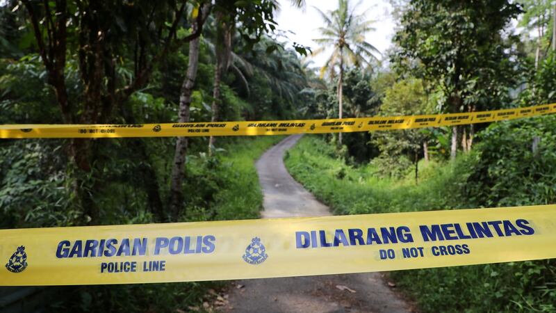 A police line at an entrance to the Dusun resort, where 15-year-old Irish girl Nóra Quoirin went missing in Seremban, Malaysia. Photograph: Lim Huey Teng/Reuters