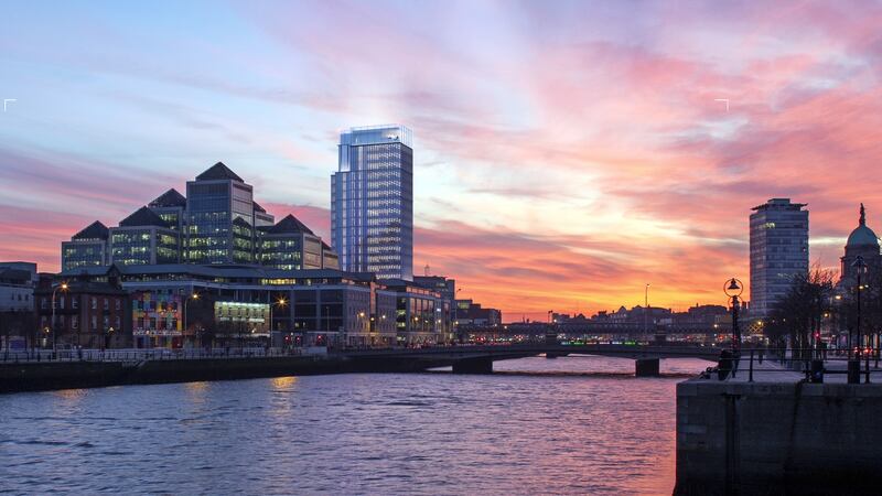 An artists’ impression of Johnny Ronan’s AquaVetro Tower on Tara Street in Dublin