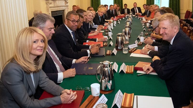 Boris Johnson’s first cabinet meeting at Downing Street, London, on Thursday. Photograph:  Aaron Chown/Reuters