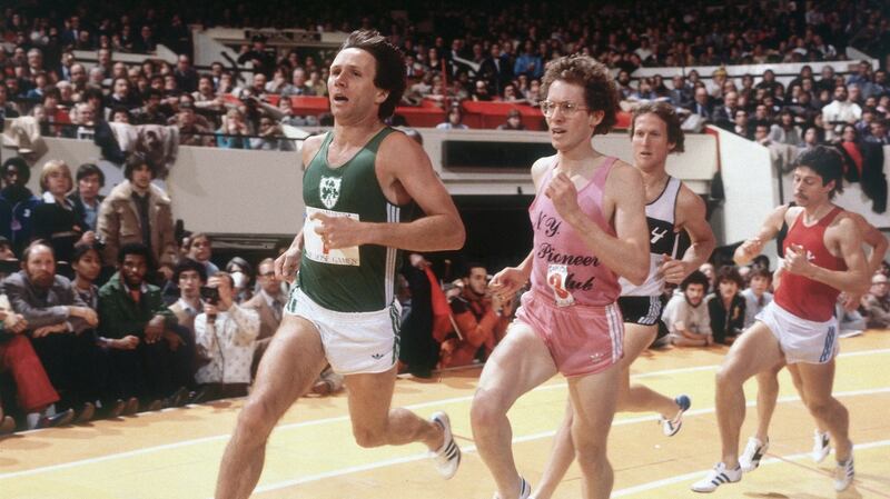 Eamonn Coghlan, dubbed the Chairman of the Boards, for his exploits in indoor running, in action during the Wanamaker Mile at Madison Square Garden, New York, in 1981.  Photograph: Lane Stewart/Sports Illustrated via Getty Images