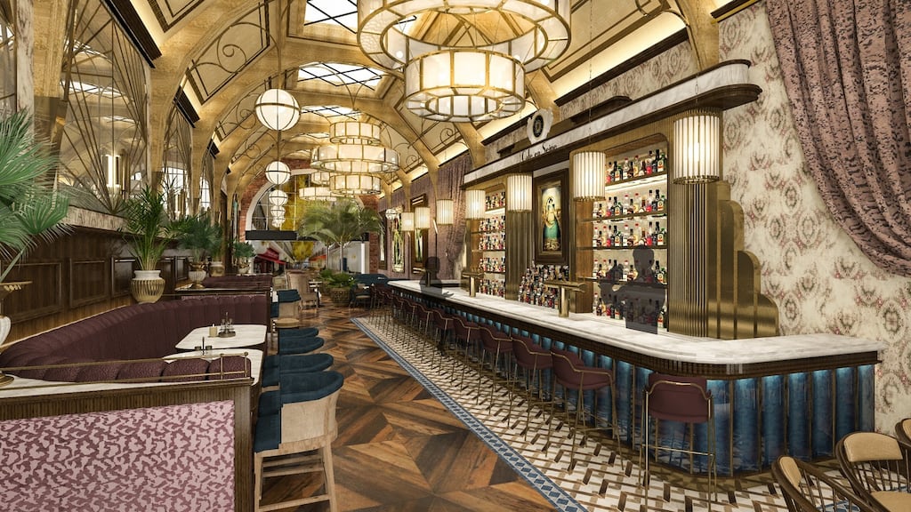 A computer-generated image of the renovated Cafe en Seine