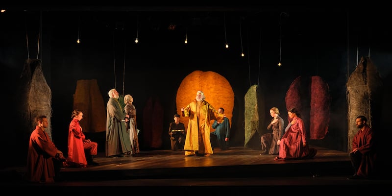 King Lear: Terry O'Neill, Eavan Gaffney, Stuart Graham, Fiona Bell, Hazel Clifford, Conleth Hill, Ryan Hunter, Emma Dargan-Reid, Jolly Abraham and Ciarán McGlynn. Photograph: Ros Kavanagh