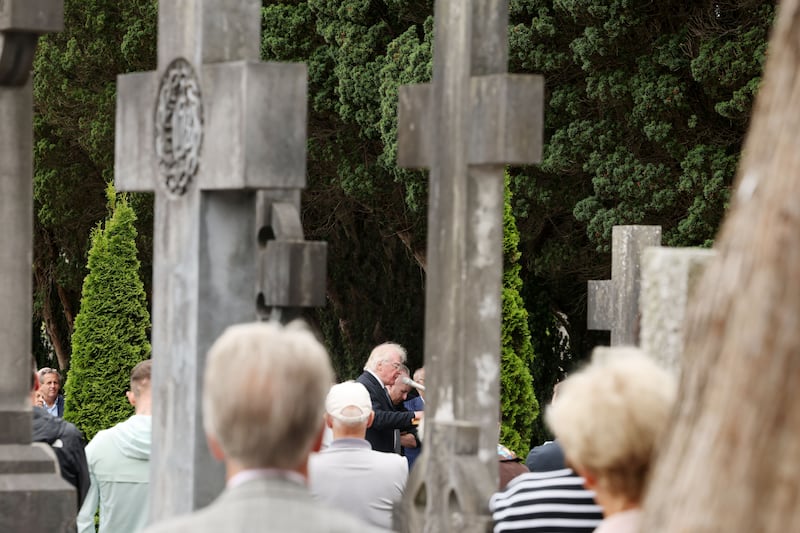 Prof Michael Laffan, historian and author, delivers an address at the grave of former President Arthur Griffith at Glasnevin Cemetery on Sunday. Photograph: Alan Betson/The Irish Times