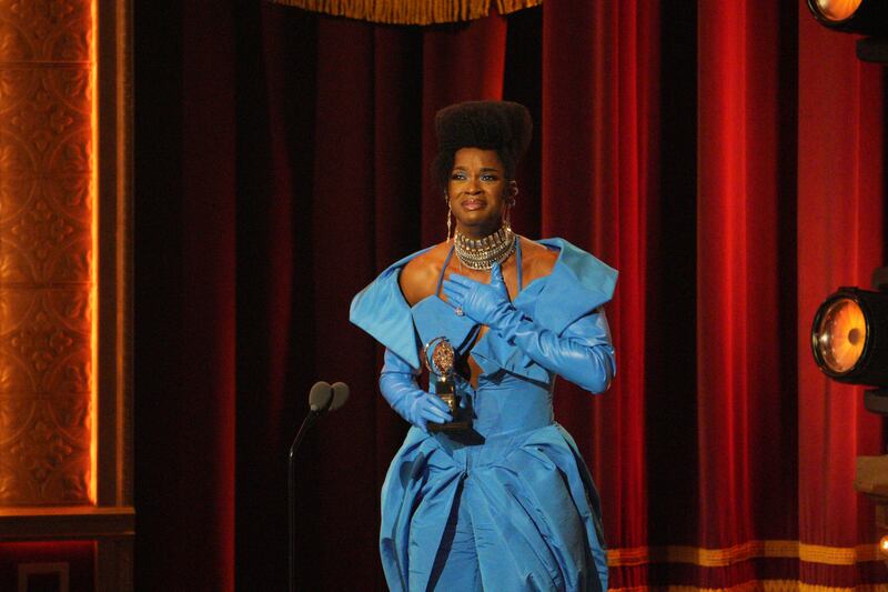 Tony Awards 2023: J Harrison Ghee accepts the award for best performance by an actor in a leading role in a musical. Photograph: Sara Krulwich/New York Times