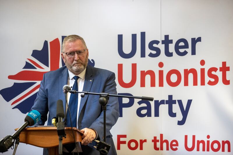 UUP leader Doug Beattie at the launch of his party's local government manifesto earlier this month. Photograph: Liam McBurney/PA 