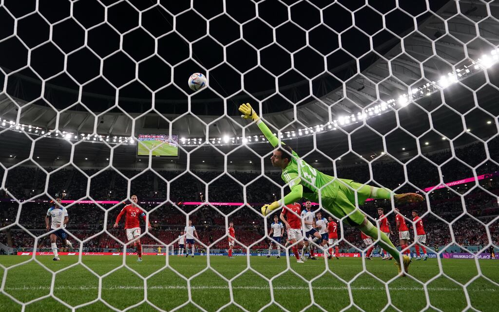 Wales goalkeeper Danny Ward fails to stop England's Marcus Rashford from scoring the opener in the game in which England beat Wales 3-0. Photograph: PA