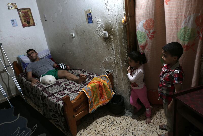 Alaa al-Dali resting at his home in Rafah in April 2018. Photograph: Said Khatib/AFP via Getty Images