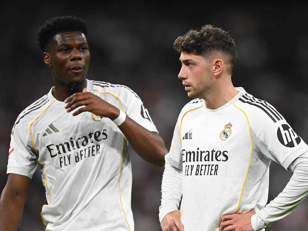 Aurelien Tchouaméni and Federico Valverde of Real Madrid. Photograph: Denis Doyle/Getty