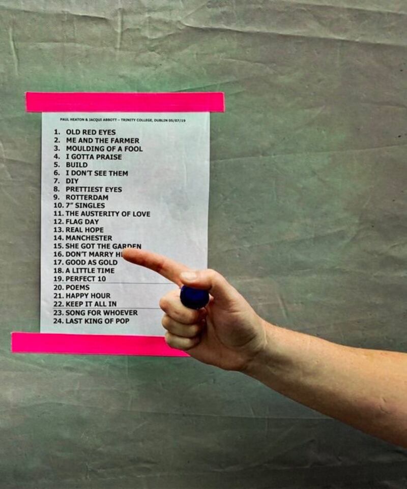 The setlist from last Friday’s gig. Photograph: Jacqui Abbott