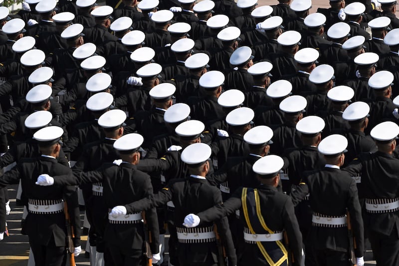 Indian Navy personnel march during a military parade in New Delhi, India, last January. Photograph: Prakash Singh/Bloomberg/Getty