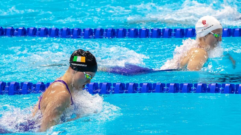 Ireland’s Mona McSharry during the women’s 100m breaststroke final at the Tokyo 2020 Olympics. Photo: Morgan Treacy/Inpho