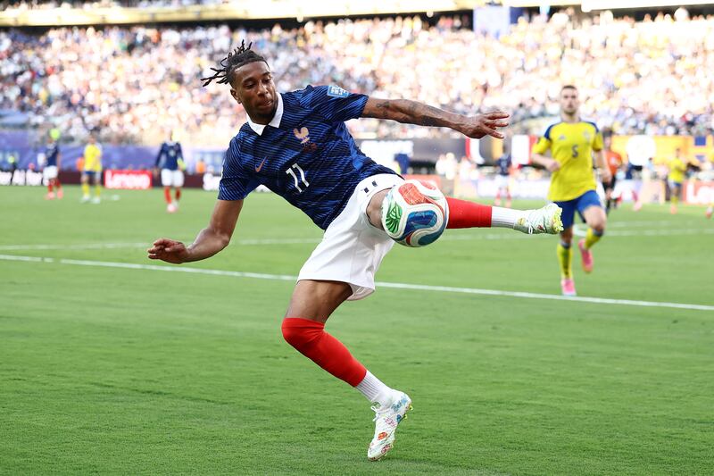 Michael Olise was one of several France players to shine during their 3-0 victory against Sweden in Tuesday's World Cup round-of-32 match at New York New Jersey Stadium. Photograph: Charly Triballeau/AFP via Getty Images