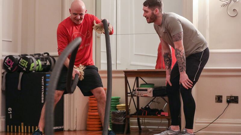 ‘Smith doesn’t look impressed as I finish the session drenched in sweat.’ Photograph: Crispin Rodwell