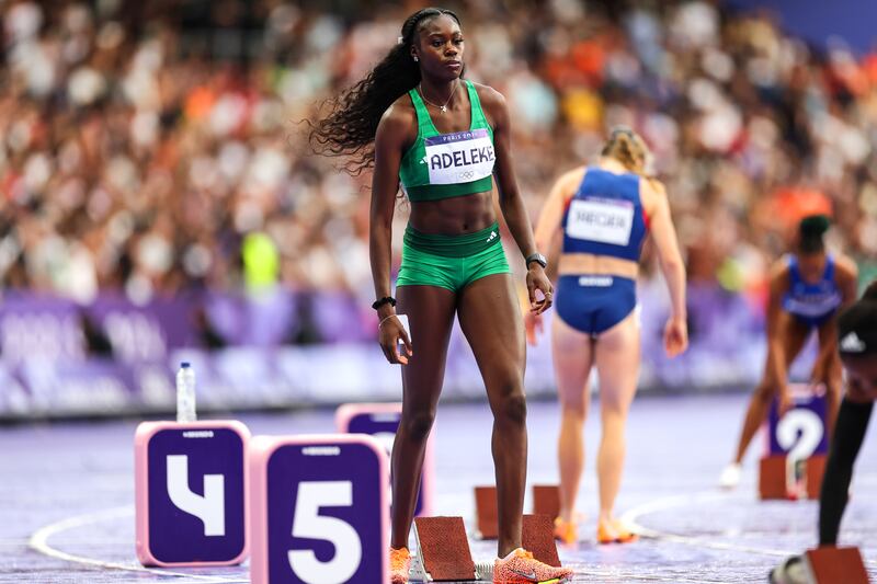Ireland’s Rhasidat Adeleke before the race. Photograph: Morgan Treacy/Inpho