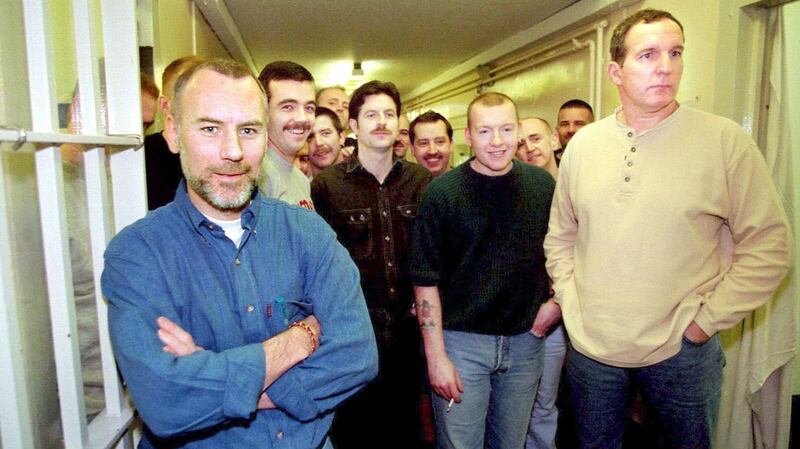 Bobby Storey, (right) on the IRA wing in the Maze Prison in July 1998. File photograph: Alan Lewis/Photopress