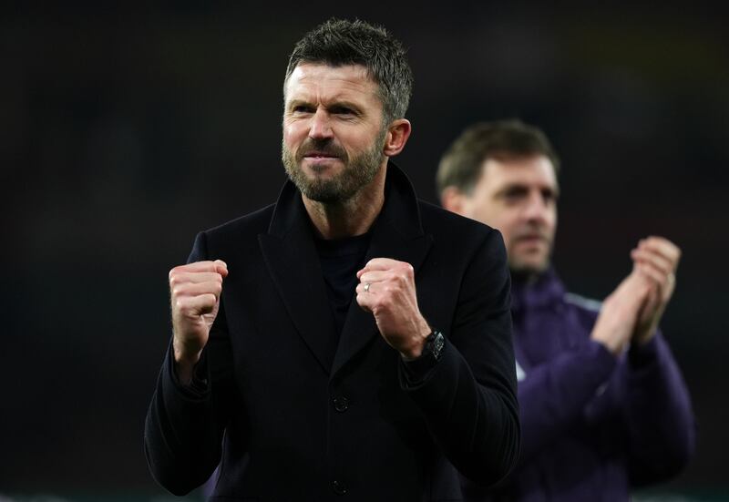 Michael Carrick can celebrate but he hasn't won Roy Keane's seal of approval yet. Photograph: Mike Egerton/PA Wire