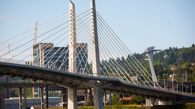 Portland’s Tillikum Crossing bridge, the first car-free bridge in the US. Photograph: Getty Images