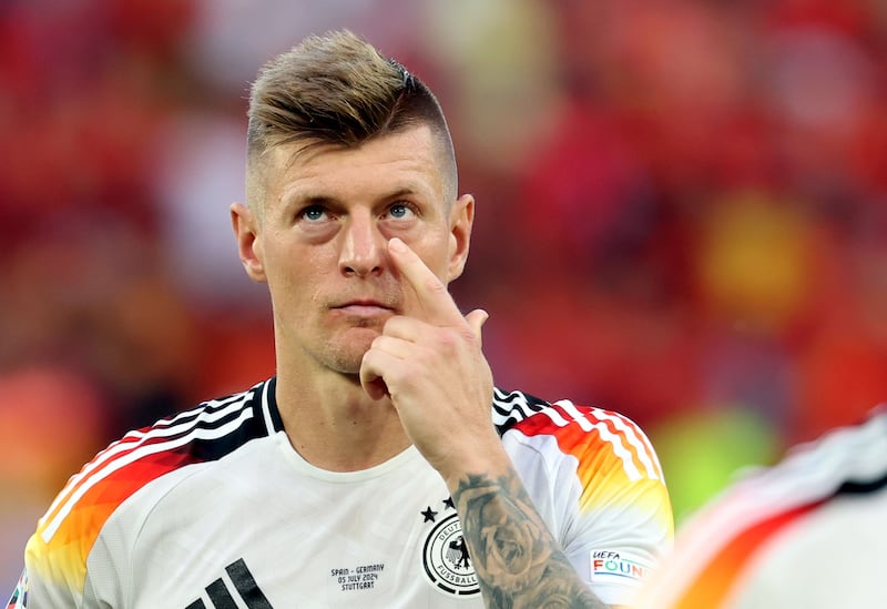 Toni Kroos after Germany's defeat by Spain. Photograph: Freidmann Vogel/EPA