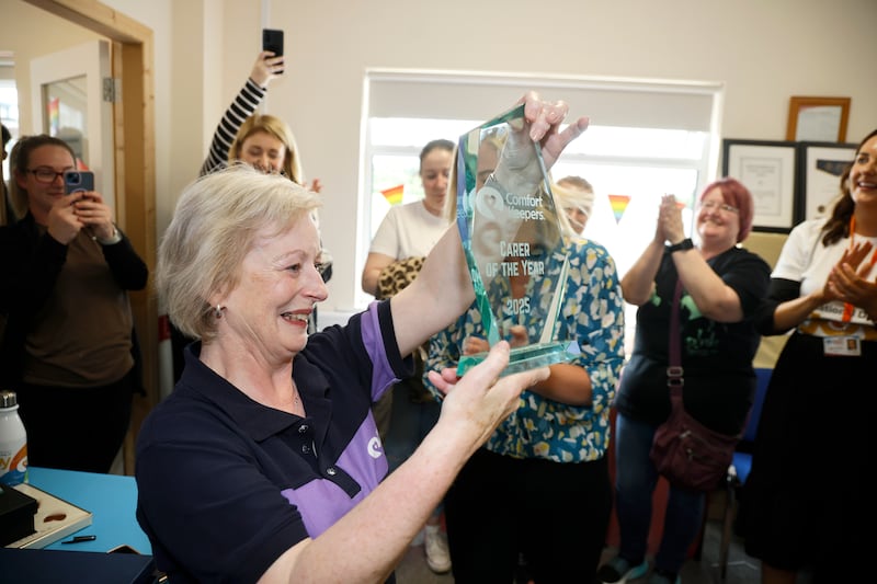 Mary Brennan, national winner of the Comfort Keepers Carer of the Year 2025 at the National Day of Joy celebrations at Comfort Keepers’s office in Ardee, Co Louth