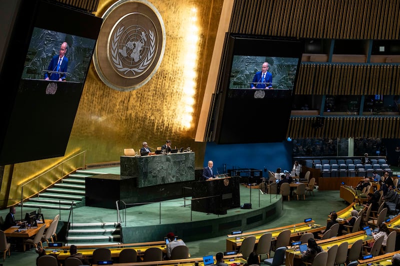 Taoiseach Micheál Martin's remarks on Gaza were applauded at the United Nations General Assembly in New York. Photograph: Dave Sanders/The New York Times