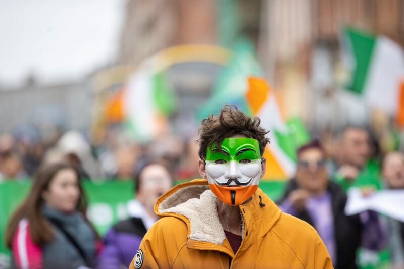 Anti-immigration protesters on O'Connell Street, Dublin, Saturday, February 4th, 2023. Photograph: Tom Honan