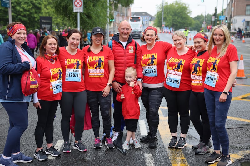 John Glynn, Billy and the Gavin Glynn Foundation team at the VHI Women’s Mini Marathon in Dublin. Photograph: Dara Mac Dónaill