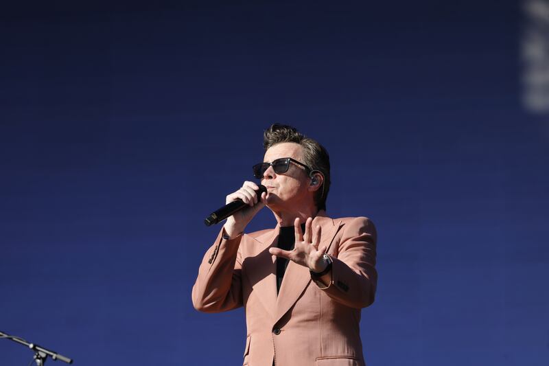 Rick Astley performs on the main stage on the third day of Electric Picnic at Stradbally. Photograph: Alan Betson 
