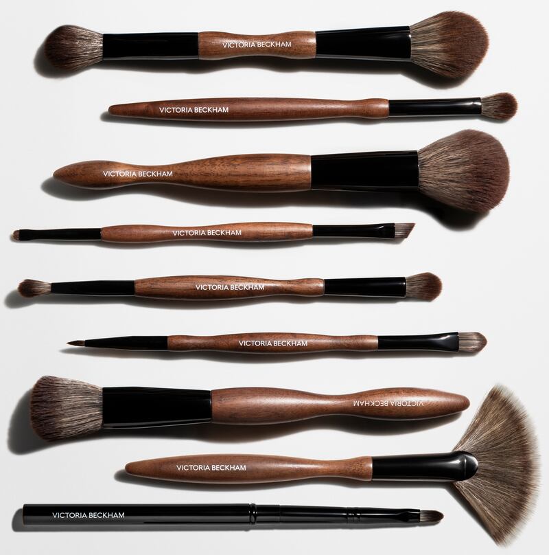The nine-piece collection encompasses five face brushes, two eye brushes and a lip brush, says Beckham